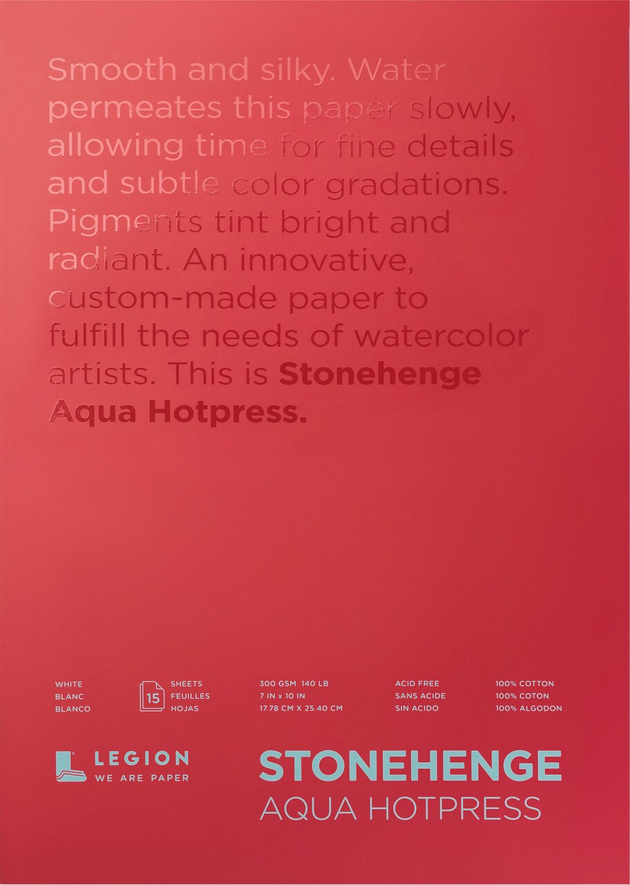 Stonehenge Aqua Block Hotpress Pad 7"X10" 15 Sheets/Pkg-White 140lb